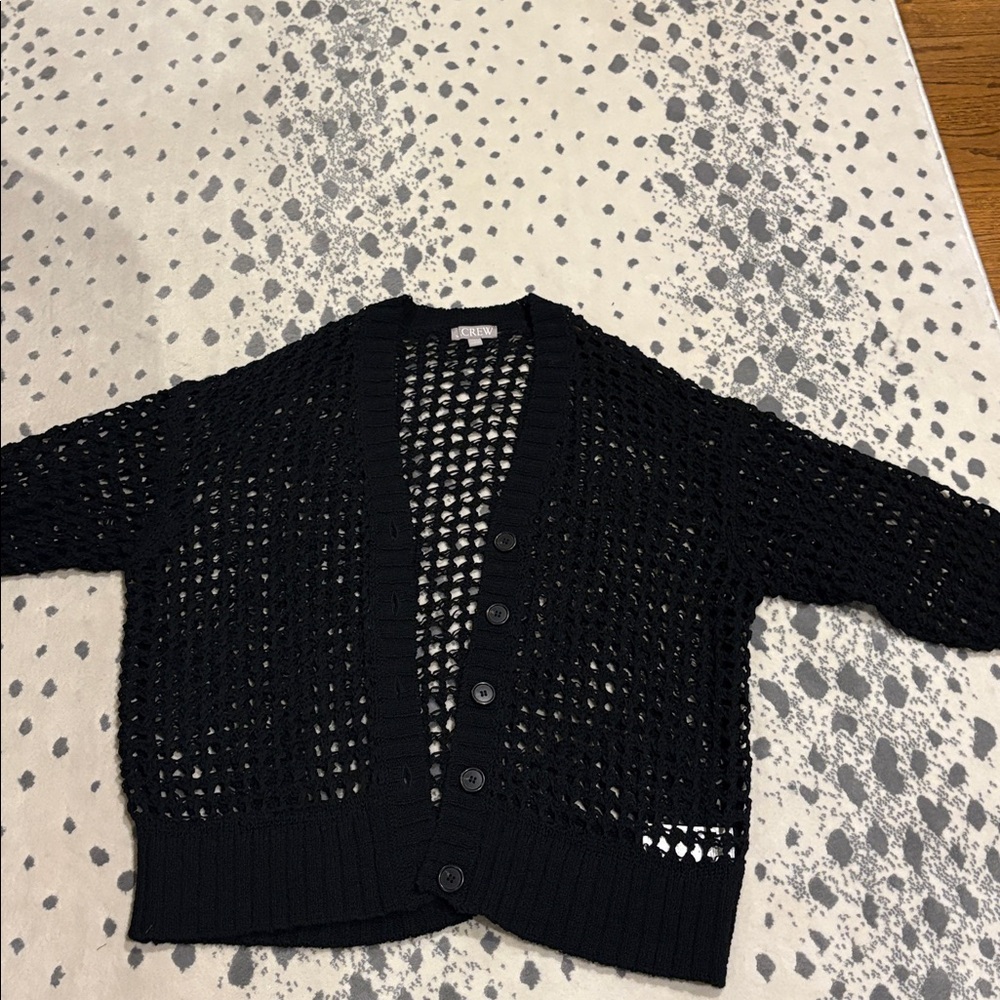 J. Crew Black Open-Knit Sweater